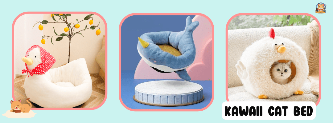 kawaii cat bed and cartoon cat bed from meowgicians