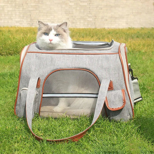 Easy Travel Large Size Cat Carrier With Functional Pockets