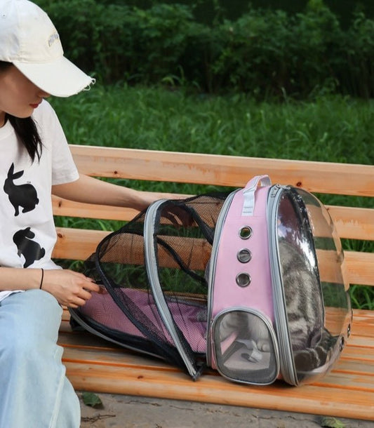 Expandable & Transparent Cat Carrier Backpack With Space Window