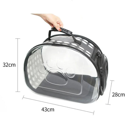 Large Cat Carrier With Eye-catching Transparent View & Breathable Spot