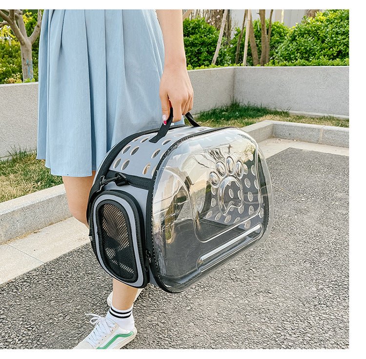 Large Cat Carrier With Eye-catching Transparent View & Breathable Spot