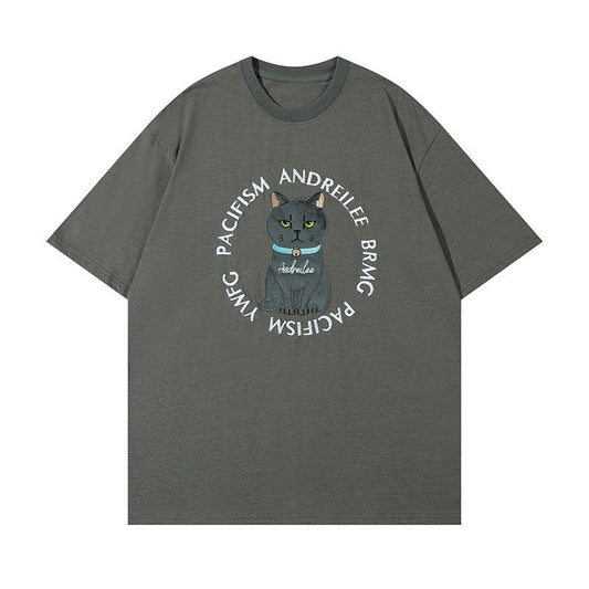 pacifism oversize mens cat shirt made with 100% cotton  Edit alt text