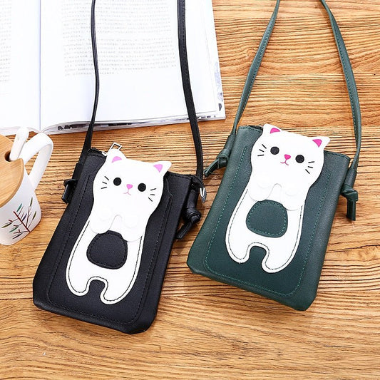 Adorable cat cartoon smartphone carrier