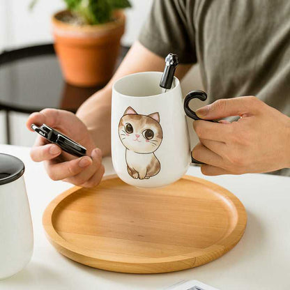 cat persons mug with lid and paw spoon | Meowgicians