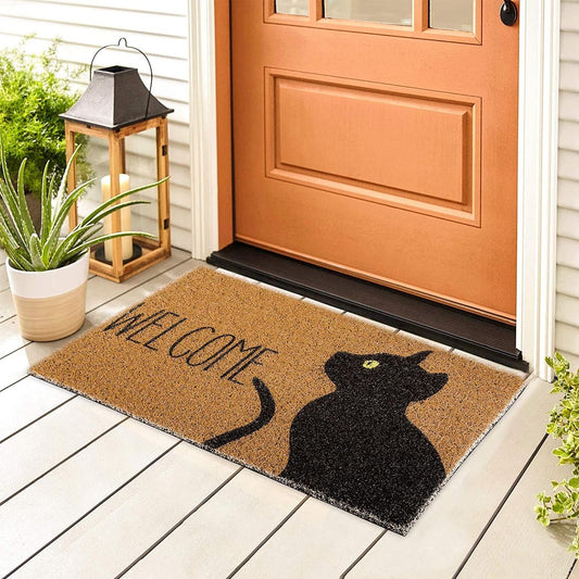 Adorable welcome cat design carpet