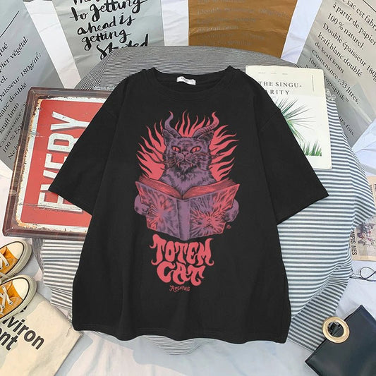 Angry Devil Cat Gothic Style Cat T-shirt
