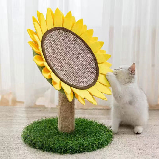 cute sunflower cat scratcher made by durable material and sisal
