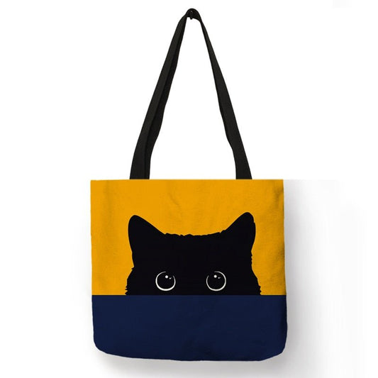 Cartoon print black cat tote carrier