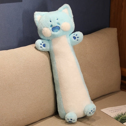 a blue color big cat plushie for snuggle