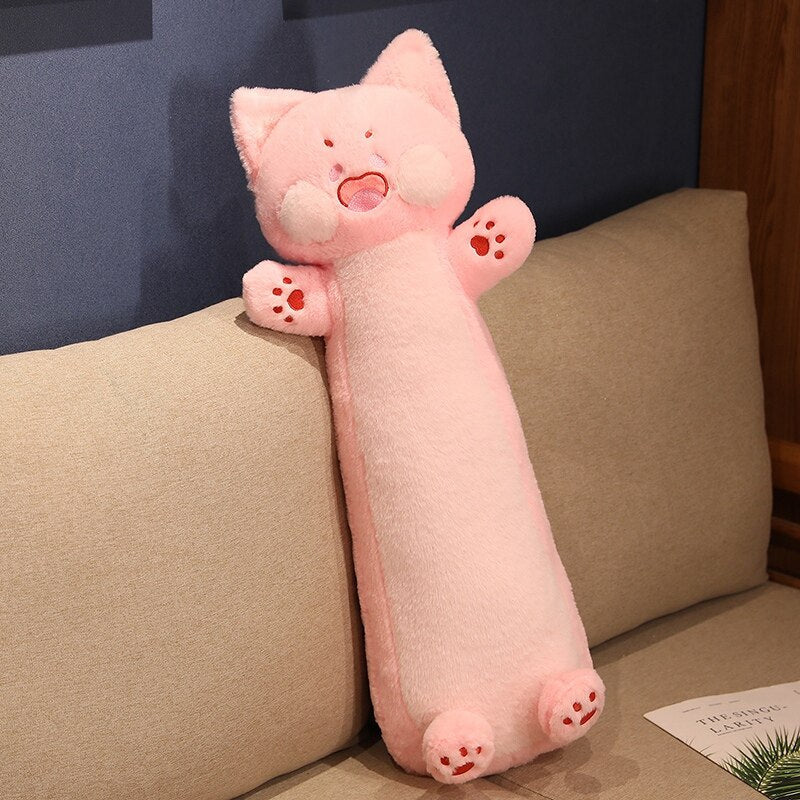 a pink color long kawaii plush for cuddle