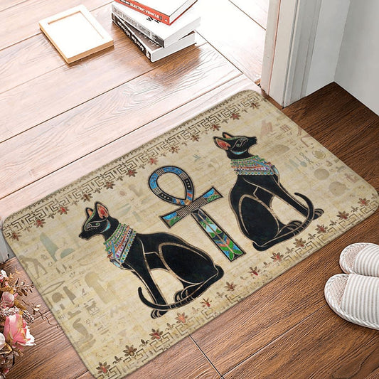 Cool mysterious Egyptian Cat welcome carpet cat rug