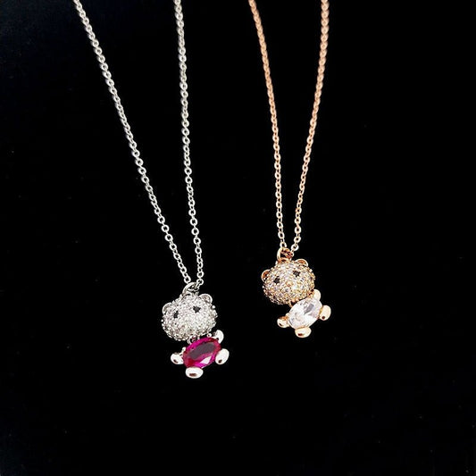 Cute Cat Crystal Necklace