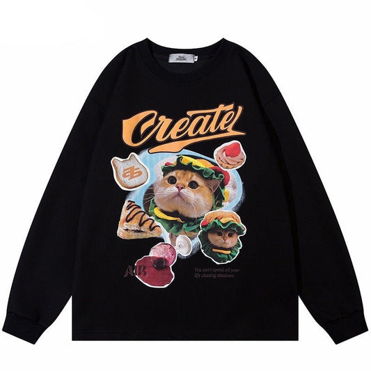 'Delicious Lunch' Funny Cat Face Sweatshirt