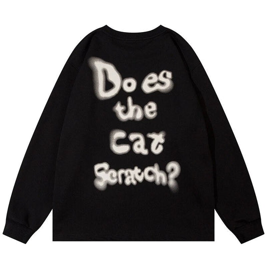 Cat graphic on polyester Cat Dad Sweatshirt