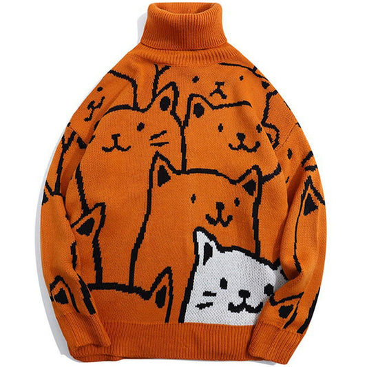 Fashionable cartoon cat jumper for men