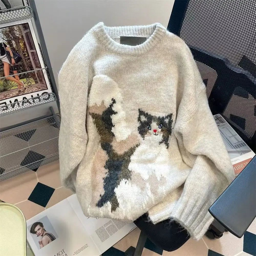 Cat knitted sweater outlet