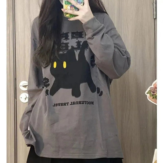Gray Cat Sweatshirt with an excited cat silhouette and dollar signs.