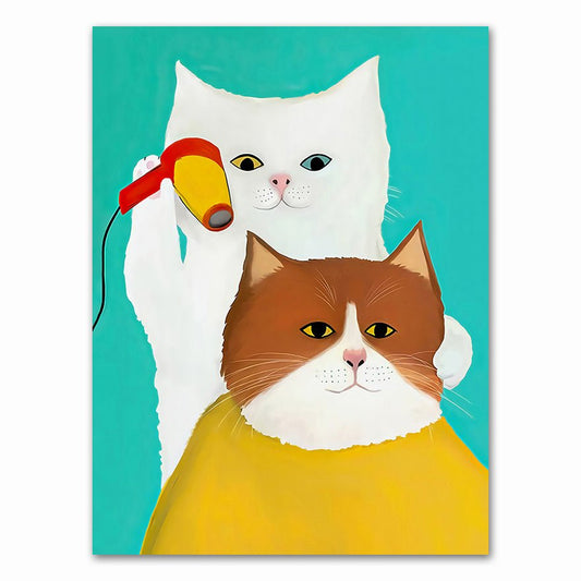 adorable barber cat canvas art for home