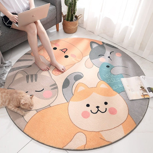 'Happy cat and friends' Big size cat carpet cat rug for living room