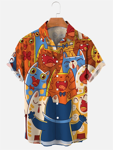 'Happy paw's choir' hawaiian shirt with many cute cats