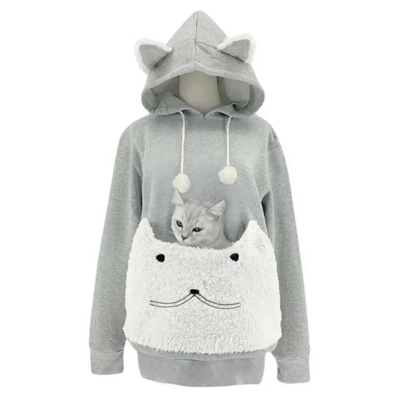 Cat Pouch Hoodie with Ears – Carry Your Cat in Style Comfort