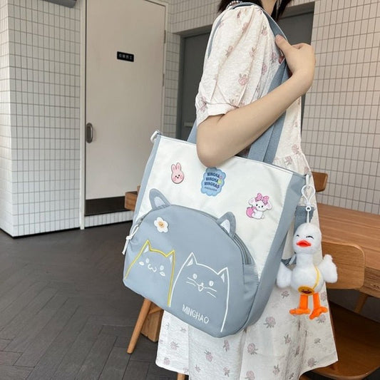 Japanese kawaii cartoon cat tote bag