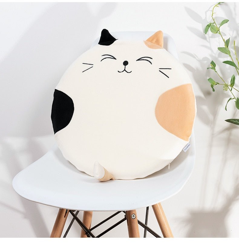 a plush calico cat for chair