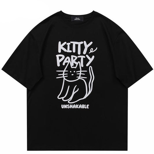 kitty party - cute kitten t shirt in black