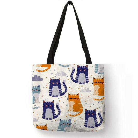 'Many meows' kawaii cartoon cat tote