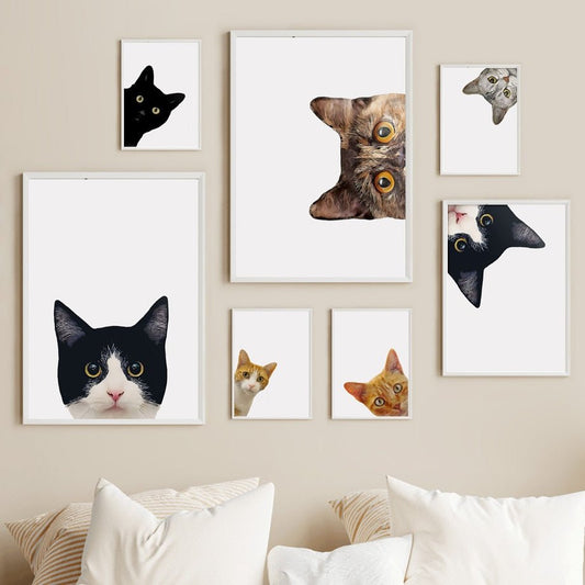 Minimalist cat portrait canvas premium quality for home