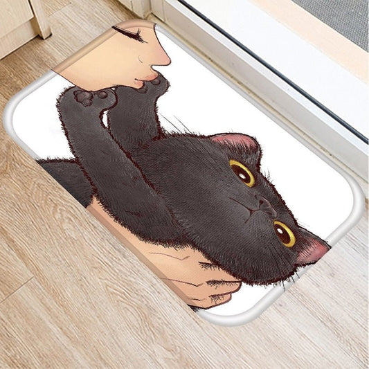 dont kiss me cartoon cat rug