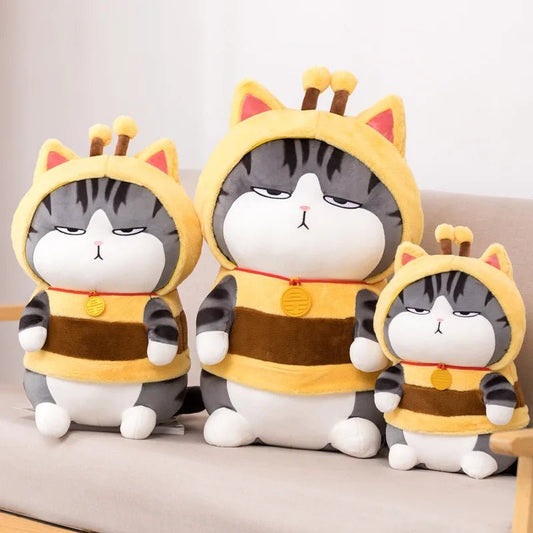 'None of my business' kawaii cat bee plush