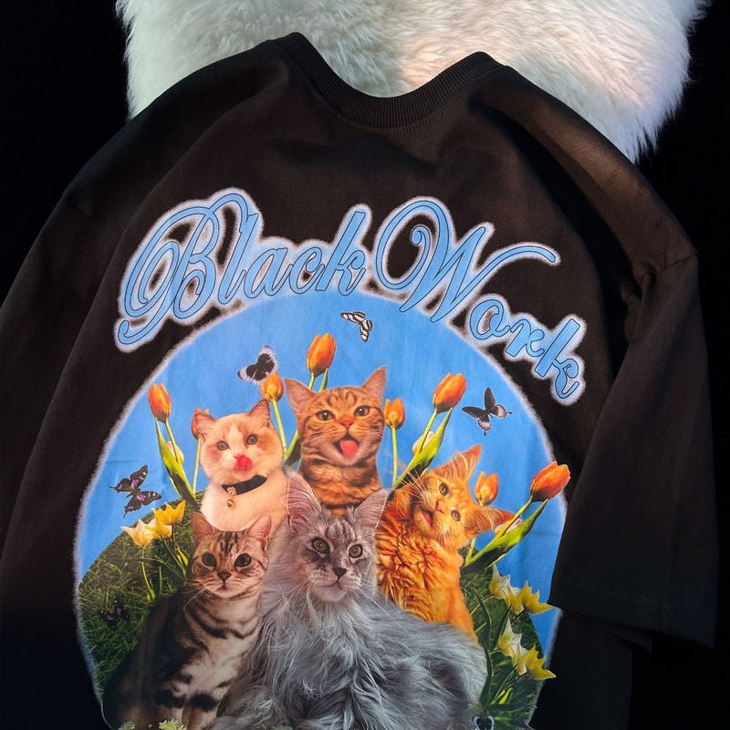 Oversize Vintage Cat Shirt Perfect for Cat Lovers – Meowgicians™