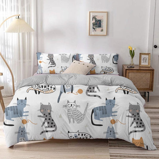 Simplified Cute Cat Duvet Cover