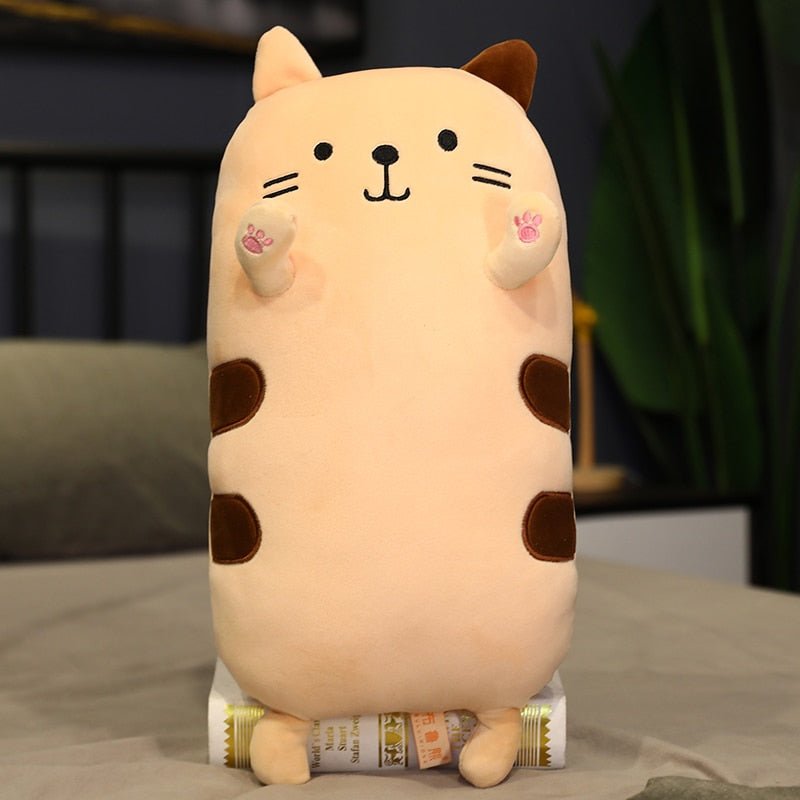 a long cat plushie for cuddles