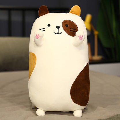 a calico cat plush that is soft