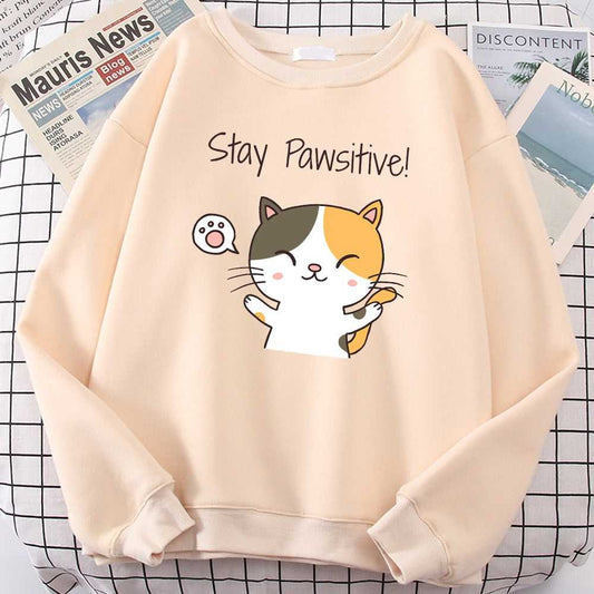 "Stay Pawsitive!" Kawaii Cat Sweater