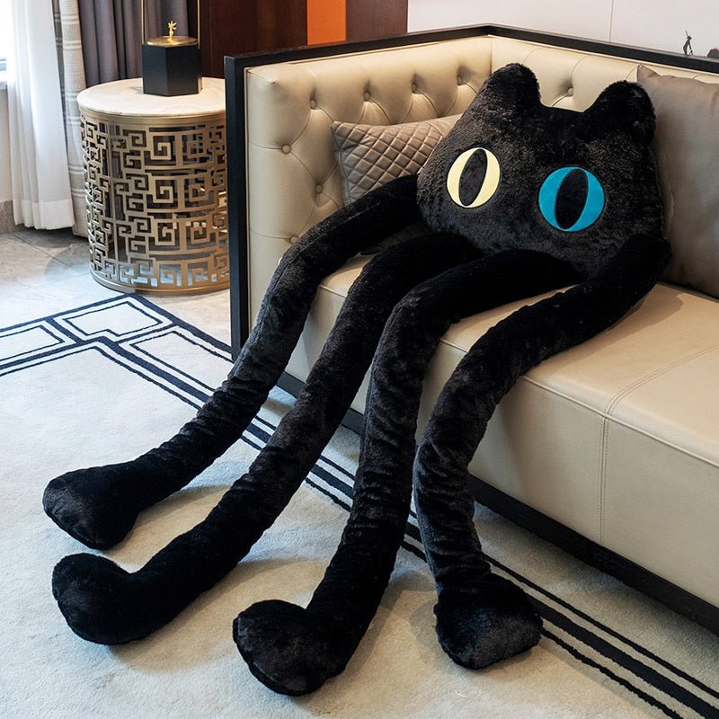 Unusual Cute Giant Cat Plush Black Cat Plush with Super Long Leg