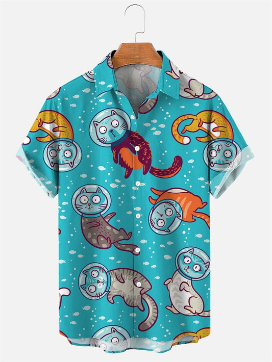 'The Astronaut Cat' Button up Shirt For Men