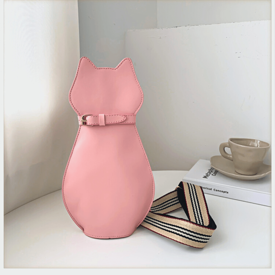 premium pink color cat design sling bag 