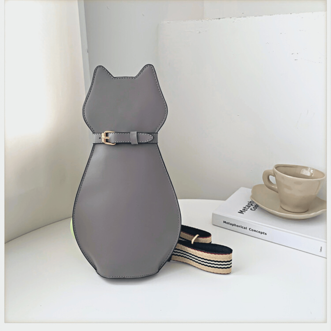 premium gray color cat design sling bag 