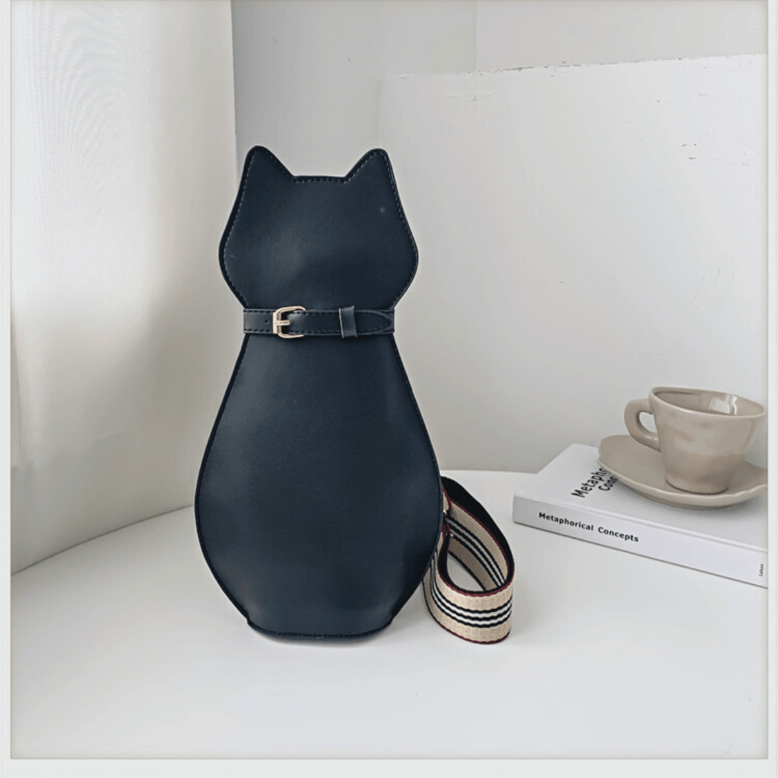 premium black color cat design sling bag 