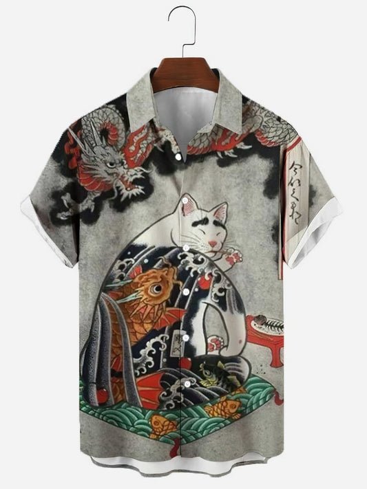 'The yakuza big boss' cat print shirt