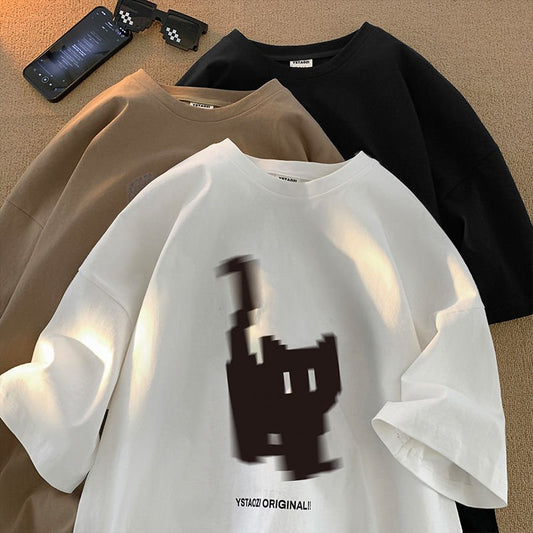Pixel Black Cat design unisex tee with white off-white and black color available