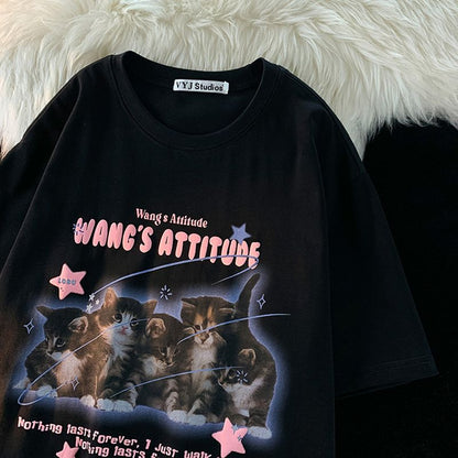 'Wang's attitude' Pinky Kitty T-Shirt