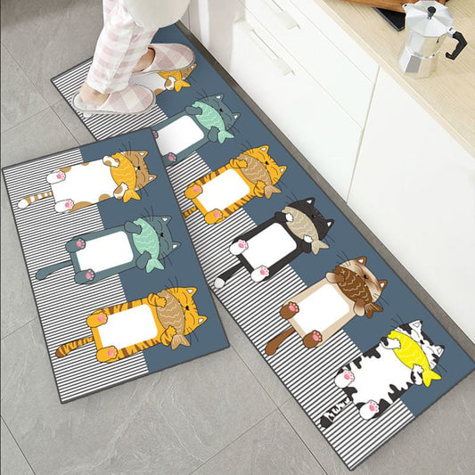 many cats eating fish cartoon printing cat rug