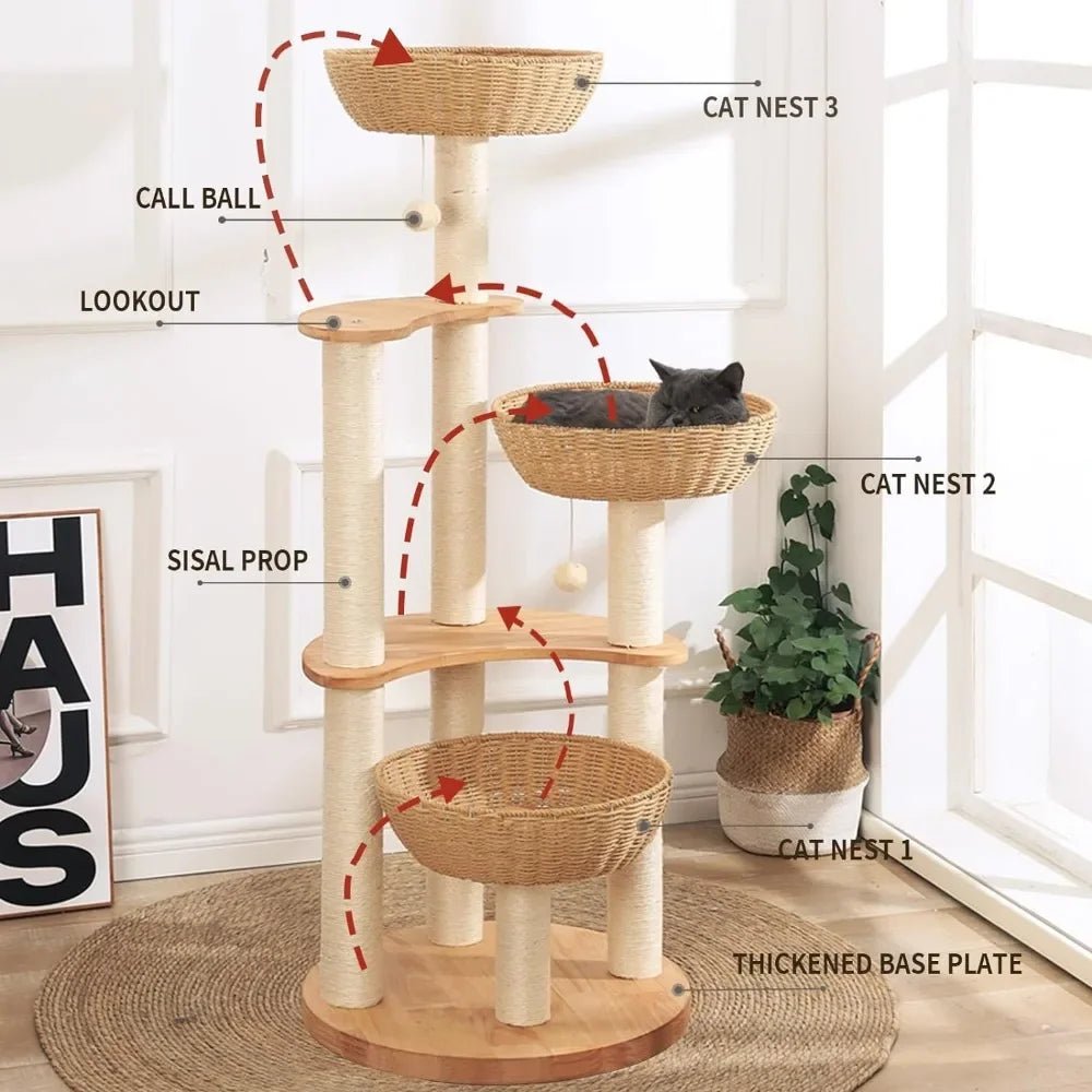 54" Tall Cat Tower With Big Basket For Cat