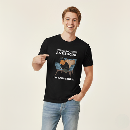 I'm Not Anti-Social - A Quirky Black Cat T-shirt