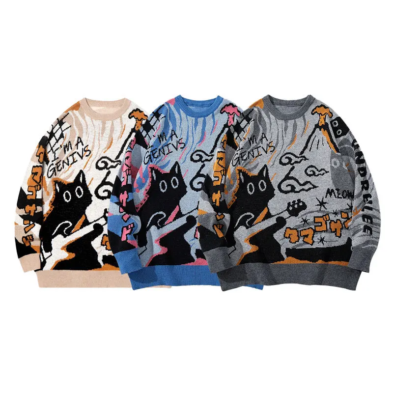 Japanese Streetwear style cat sweatshirt