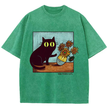 "Van Gogh's Naughty Cat" - Funny Vintage Black Cat T-shirt